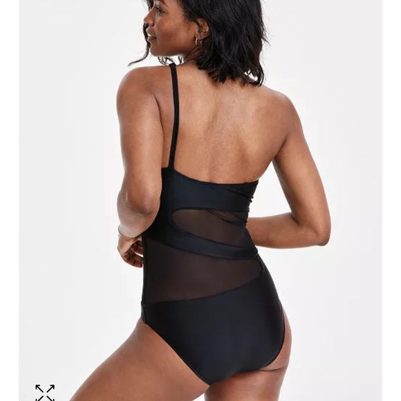 Bar III Women's One-Shoulder Mesh Cutout Swimsuit - Picture 2 of 8